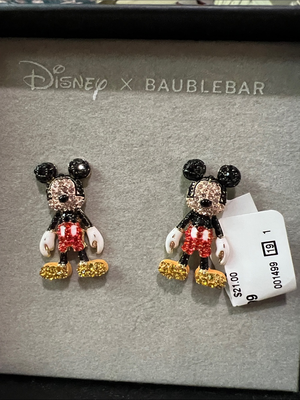 BaubleBar x Disney Mickey Mouse Glitter Stud Earrings - Black, Red, Gold